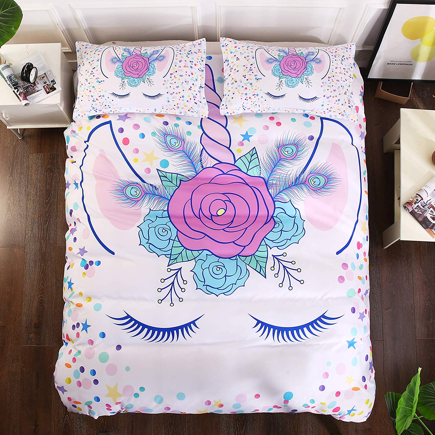 Fehér Sleeping Unicorn Paplanhuzat