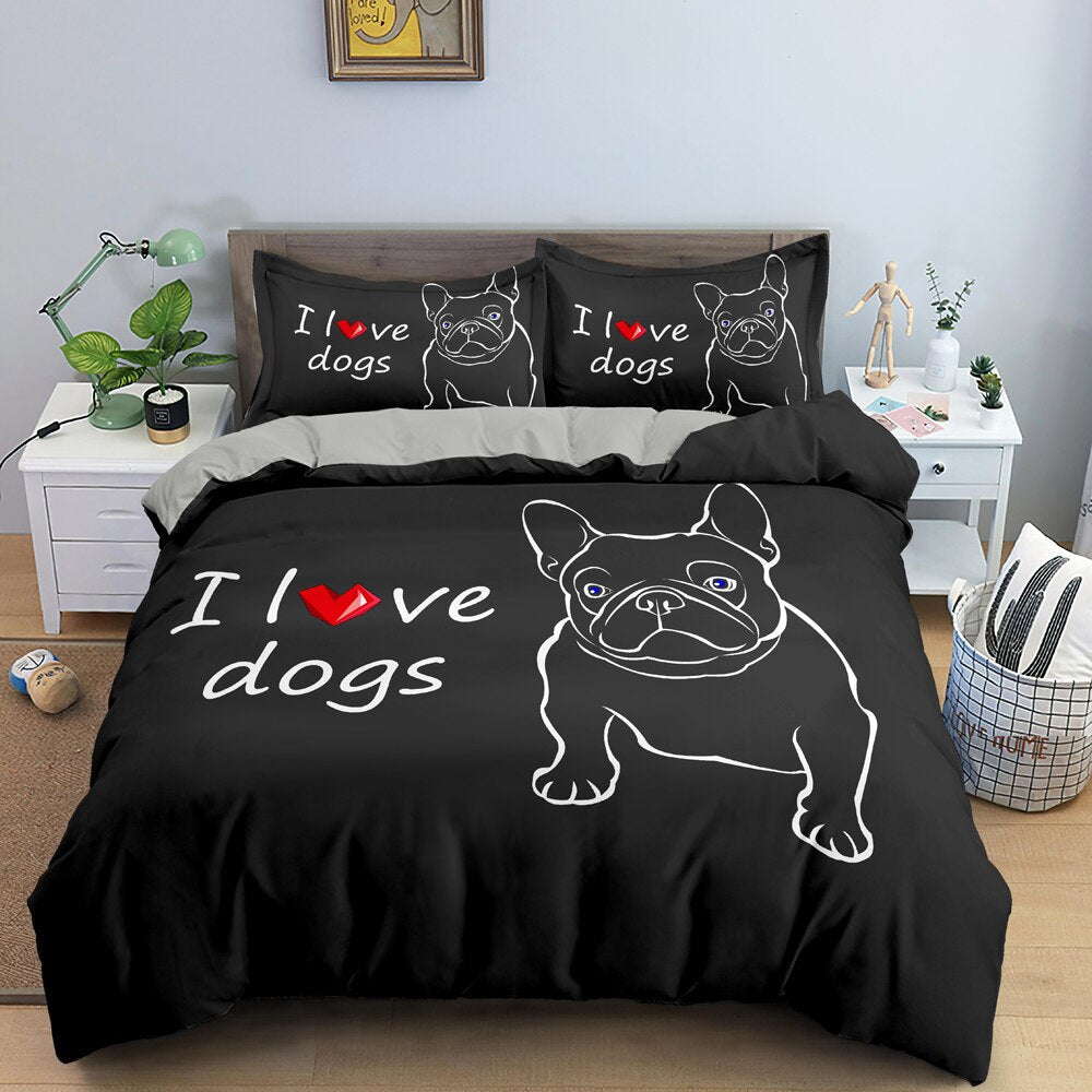 Fekete Bulldog I Love Dogs Paplanhuzat