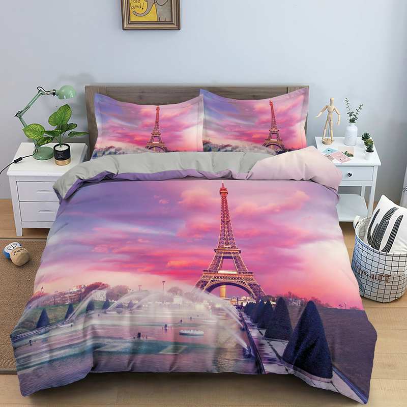 Eiffel-Torony Paplanhuzat Egy Rózsaszín Naplemente Alatt