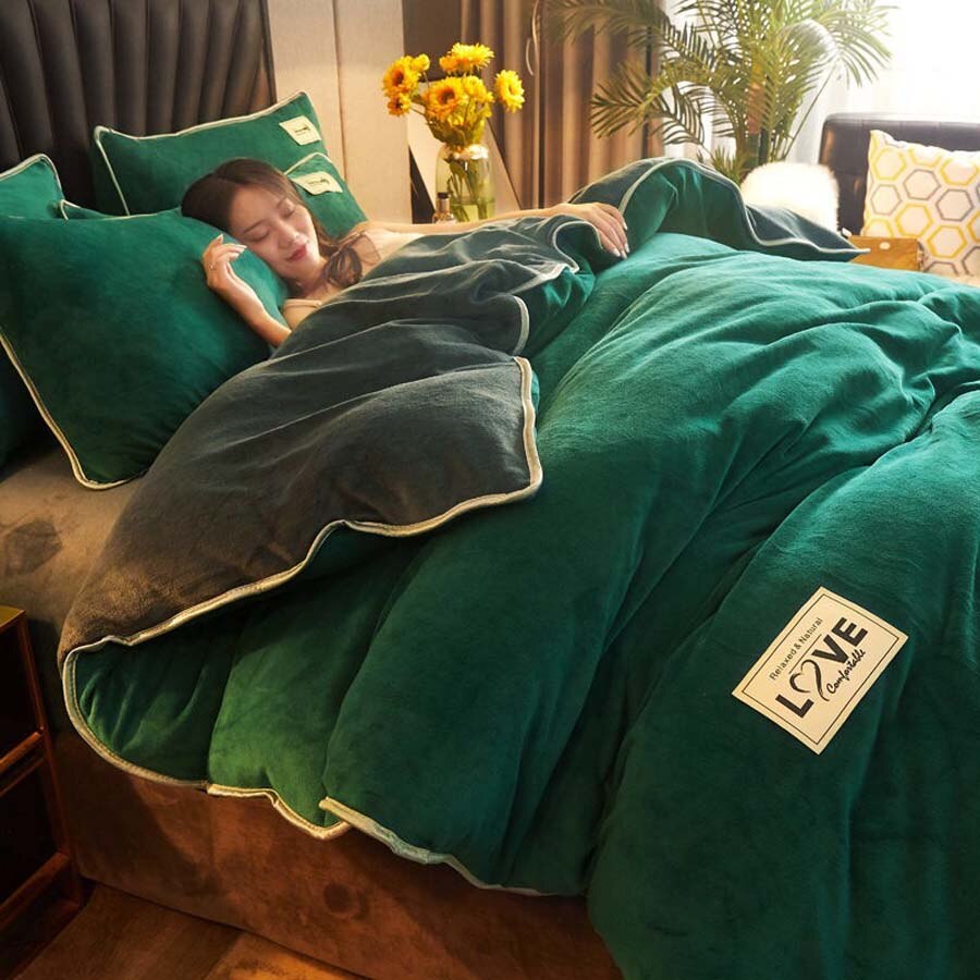 Zöld És Szürke Bársony Paplanhuzat