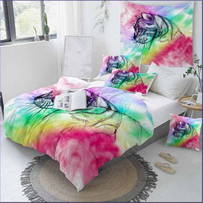 Rainbow Portré Cat Dynebetræk