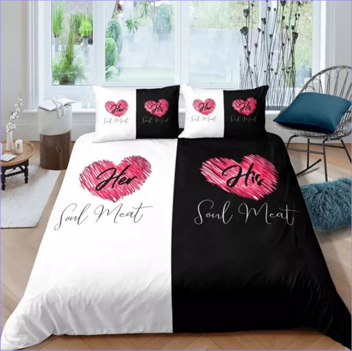 Dynebetræk Couple Soul Sort Og Hvid