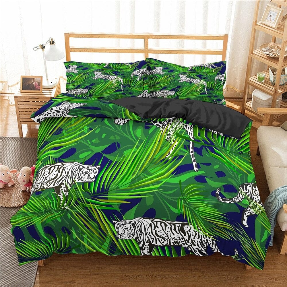 Hvid Tiger Jungle Print Dynebetræk