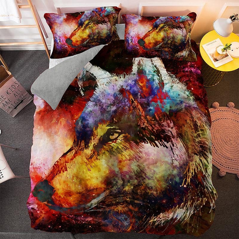 Flerfarvet Dynebetræk W Wolf Print