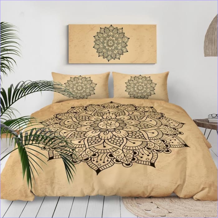 Dynebetræk Mandala Beige Blomst