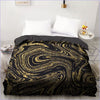 Sort Marmoreret Dynebetræk Gold Swirl