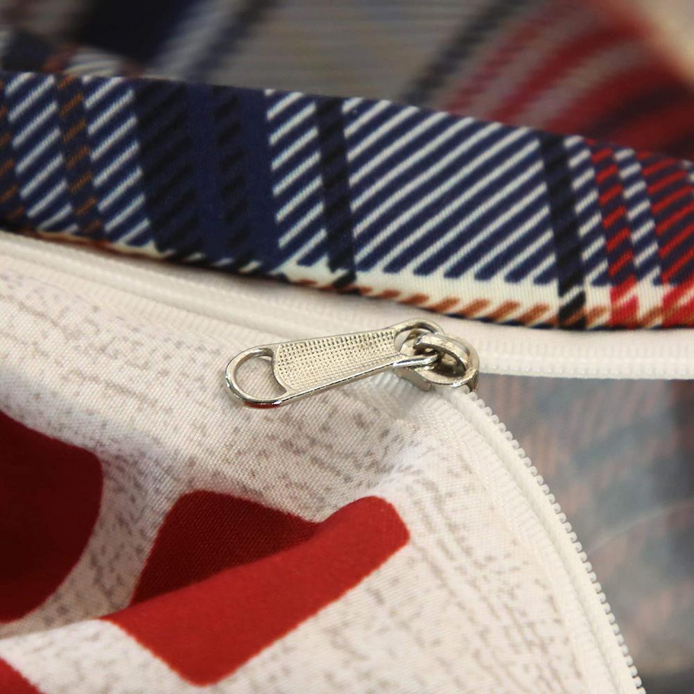 Blå Og Rød Hyttestil Dynebetræk